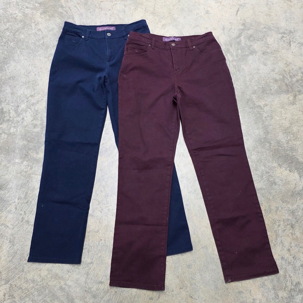 Gloria Vanderbilt Amanda Jeans Navy Burgundy Womens Size 6 Bootcut‎ Stretch